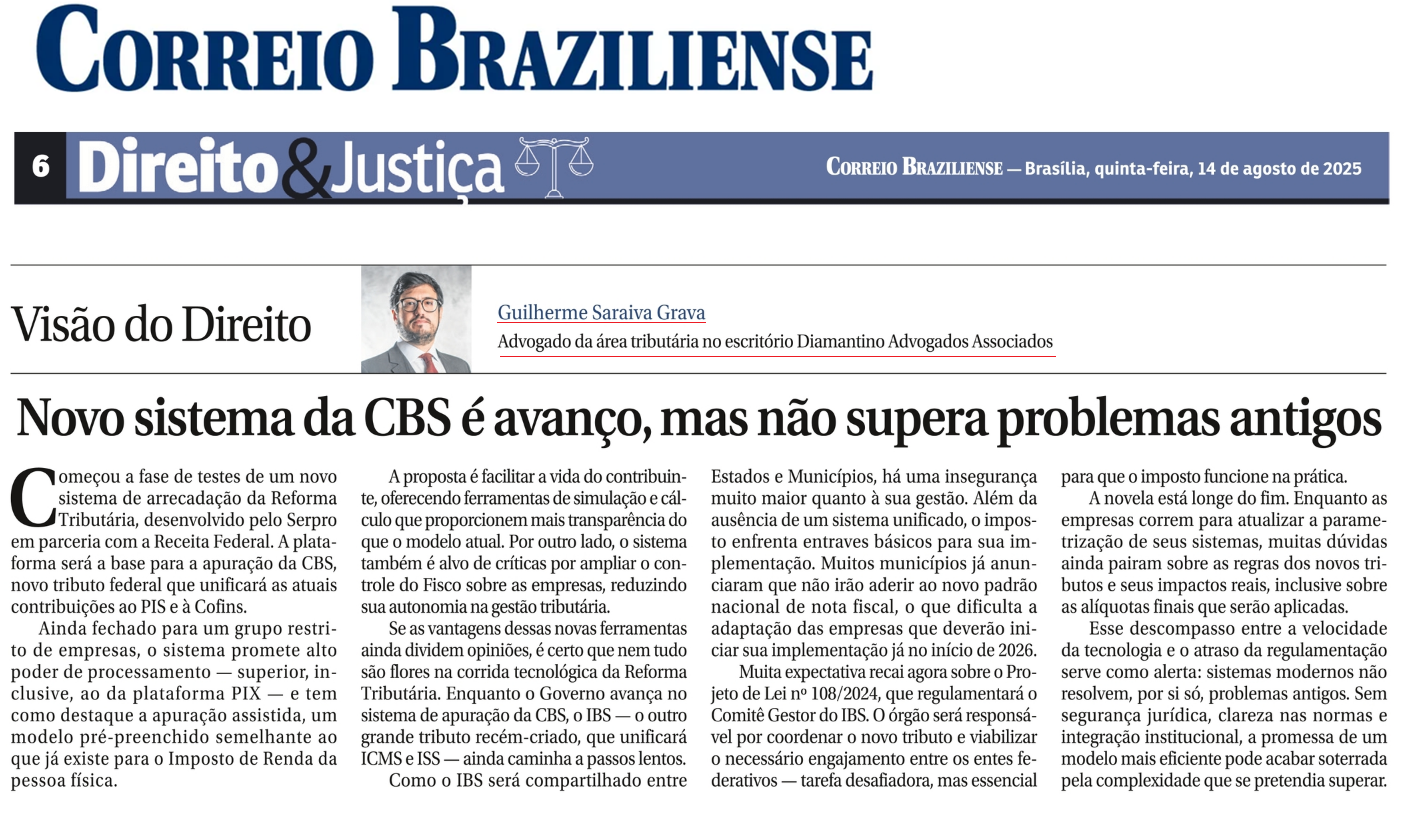 Novo sistema da CBS é avanço, mas não supera problemas antigos